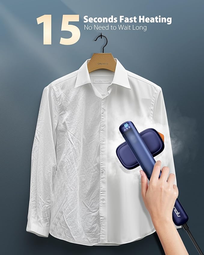 110-240V Travel Steamer for Clothes, 1100W Portable 2-in-1 Steamer ＆ Iron 2 In 1 Handheld Garment Steamer Iron, Large Ceramic Heat Panel for Home & Global & Europe Traveling