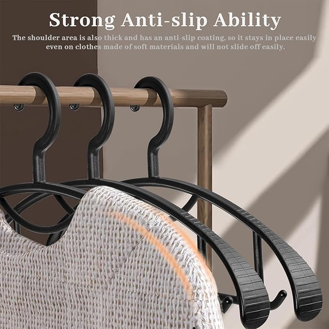 Extra Wide Shoulder Sweater Hangers 10 Pack, Width 2.8cm Thick Plastic Suit Hanger for Men Women, Curved Clothes Hangers no Shoulder Bump Ideal for Bedroom Everyday Use (Blue)