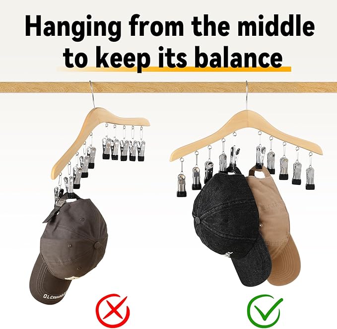 Legging Organizer for Closet, Wooden Yoga Pants Hangers 2 Pack with 10 Clips Holds 20 Leggings, Space Saving Hanging Closet Organizer, Closet Organizers and Storage, Dorm Room Organization