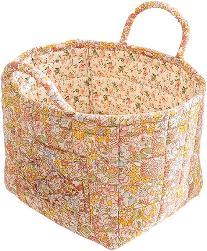 Floral Fabric Storage Basket Car Interior Storage Basket Underwear Sundries Laundry Baskets Supplies Home Organizer Bag (style 8)
