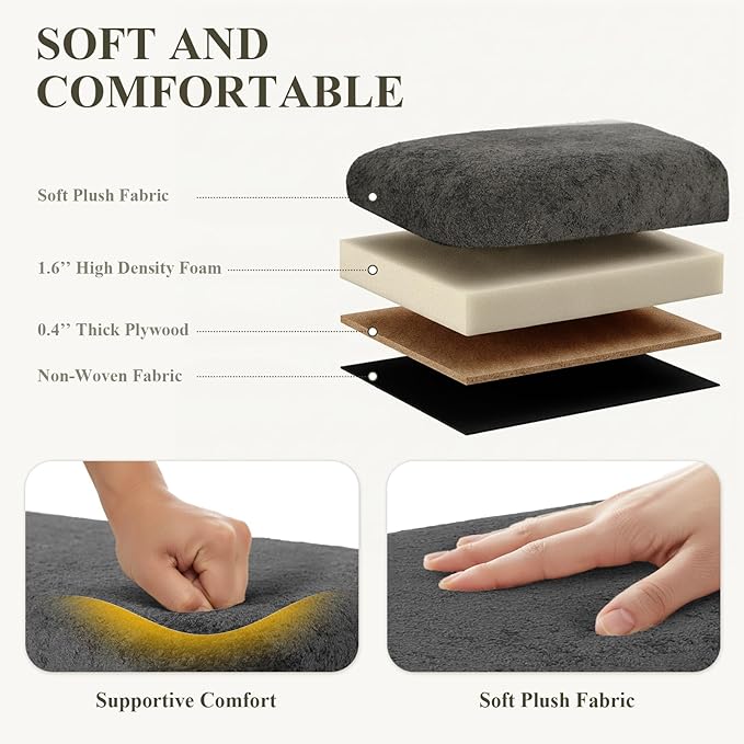 Ottoman with Storage, Storage Ottoman Bench, Entryway Bench with Wood Legs for Living Room, Sitting Area, Dark Grey