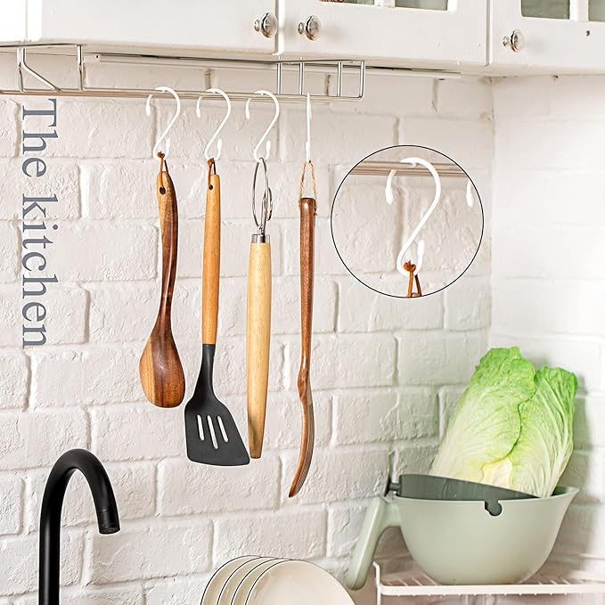 Hotop 36 Pcs S Hooks for Hanging 3.15 Inch Heavy Duty S Shaped Stainless Steel Hook Metal Hanging Curtain Hooks Pan Pot Holder Rack for Pot, Pan, Cups, Plants, Bags, Jeans, Towels(White)