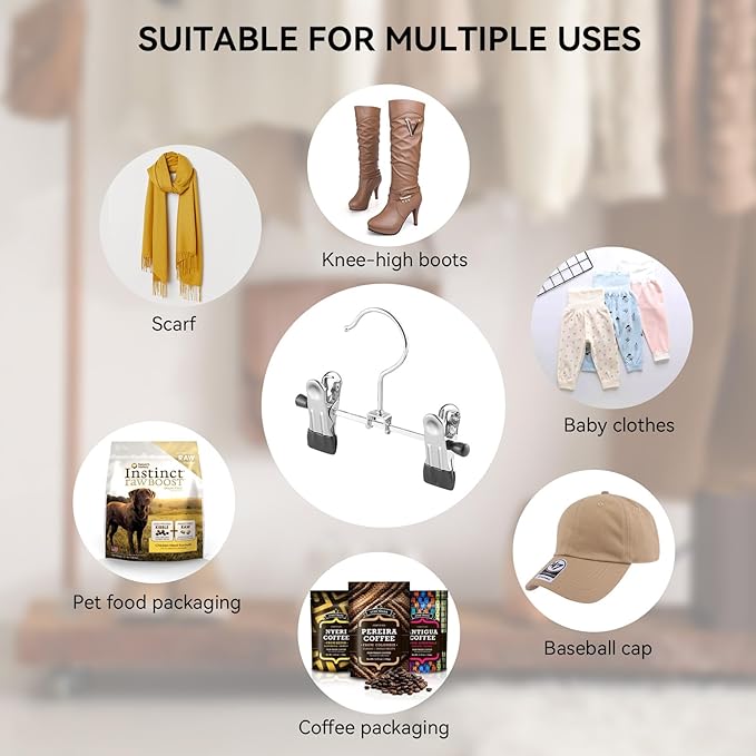Boot Hanger for Closet with Clips, Space Saving Storage of Boots Leggings Jeans Scarves Hats (10)