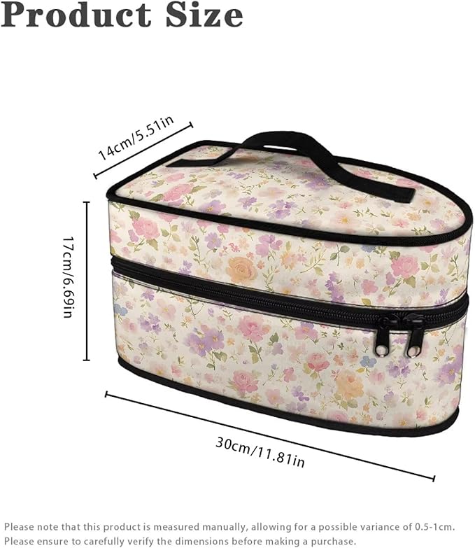 Watercolor Floral Iron Carrying Bag Portable Travel Iron Holder Easy to Carry Hard Storage Carrying Case with Handle,Case Only