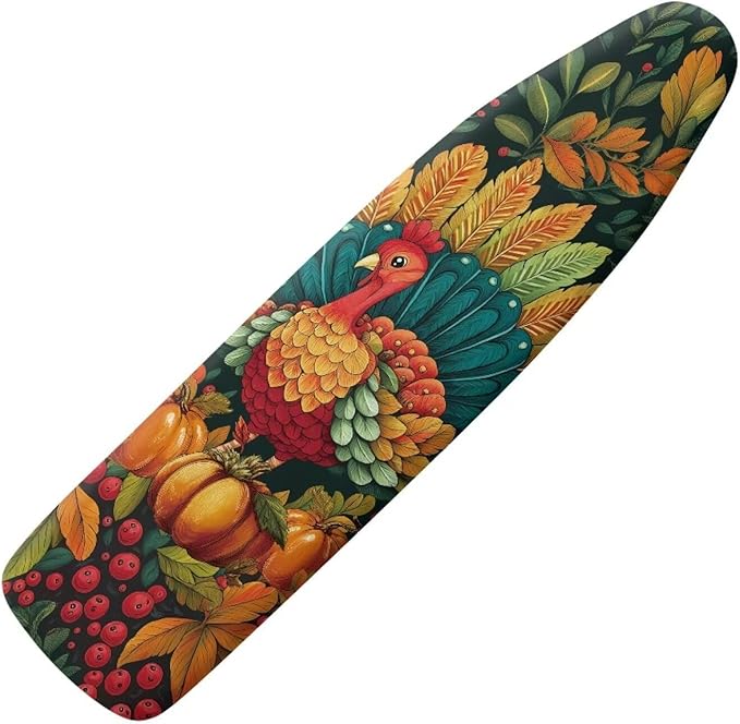 Turkey Thanksgiving Ironing Board Cover Standard Size Holiday Ironing Board Pad Protector with Elastic Edge Decor Home Gifts