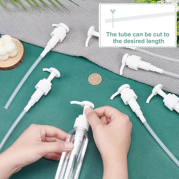 BENECREAT 12 Pcs White Plastic Dispensing Pump, 24/410 Universal Soap Dispenser, Round Replacement for Liquid Dispensing