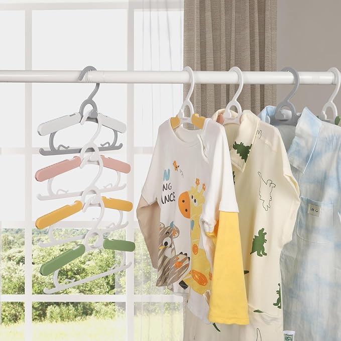 40 Pack Baby Clothes Hangers, 11-15" Adjustable Non-Slip Thickened Kid Hangers for Nursery Closet Toddlers Infant Children to Teenager (Multicolor)