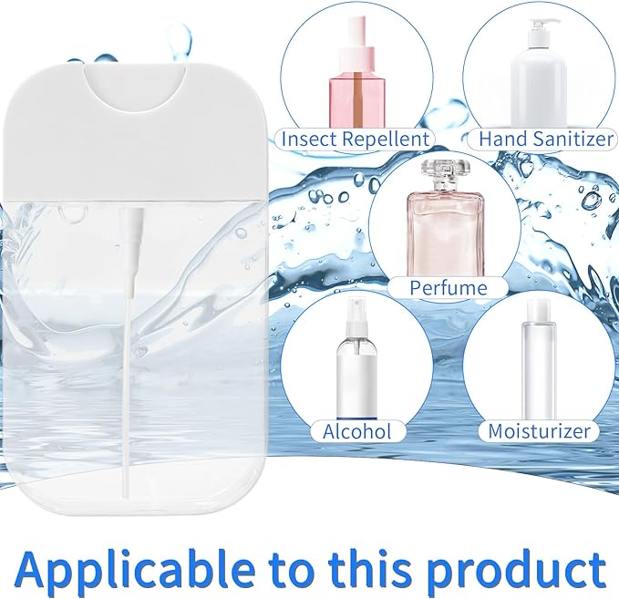 2 PCS Clear Spray Bottles, Portable Card Spray Bottles, 50 ML Refillable Plastic Perfume Atomizer Vials, Suitable Perfume, moisturizing water, hand sanitizer