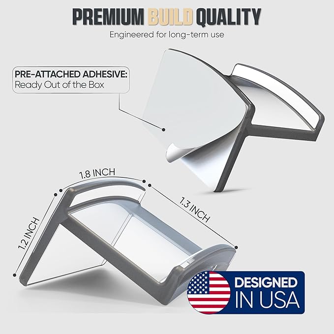 Modern JP Adhesive Hat Hooks for Wall (8-Pack) - Minimalist Hat Rack Design, No Drilling, Strong Hold Hat Hangers - USA Patented, Clear