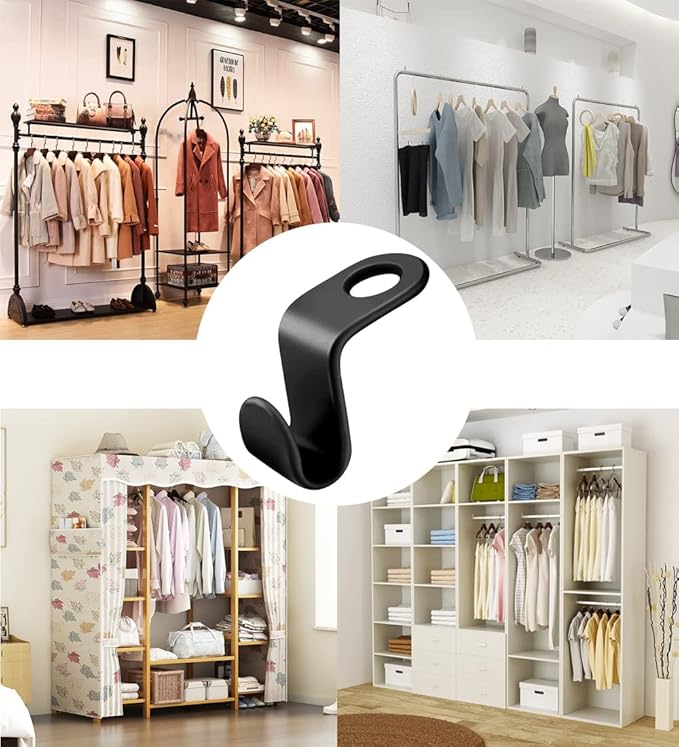 100 Pcs Clothes Hanger Connector Hooks, Wardrobe Hanger Extender Clips, Cascading Connection Hooks for Clothes Cabinet Closet Organizer Space Savers Outfit Hangers Accessory, Black