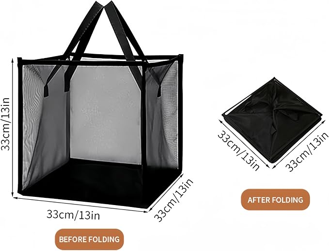 Laundry Hamper Bag with Handles,Portable & Collapsible Dirty Clothes Mesh Basket Foldable for Washing Storage, Kids Room,Dorm or Travel (Black,Single-Layer*3/Package)
