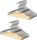 StorageWorks Wire Hangers with Wooden Bar, Heavy Duty Metal Hanger for Pants, Coats, Shirts, Jackets and Suits, 20 Pack