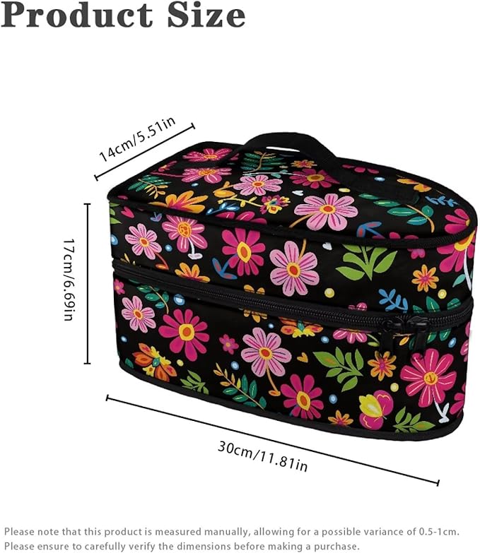 Abstract Daisy Flower Print Steam Iron Case Steamer Storage Bag Portable Travel Iron Carrier Bag with Handle Lightweight Iron Accessories, Case Only
