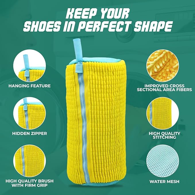 GUIVA Shoe Washing Machine Bag - Shoe Laundry Bag for Washer and Dryer - 360° Deep Cleaning Washer Bags with Zipper & Mesh Protection - Reusable Sneaker Washing Machine Bag - Pack of 2