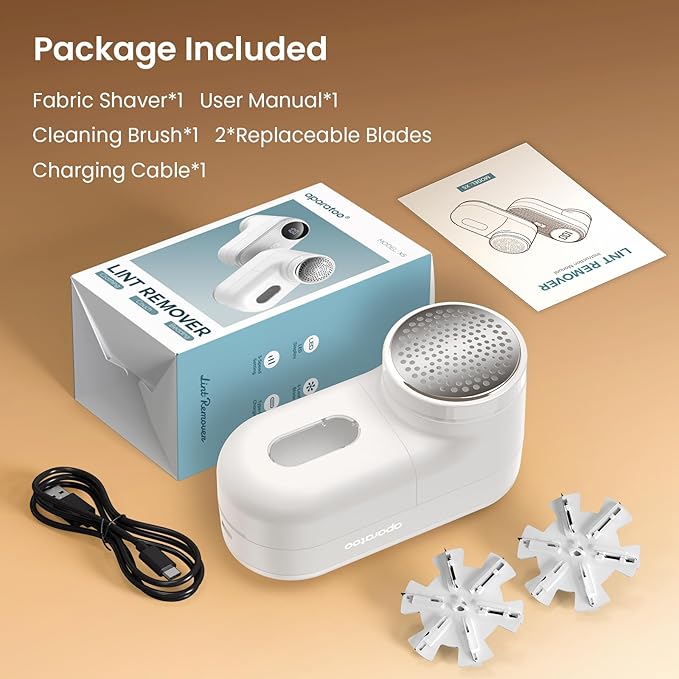 Lint Remover for Clothes, 5W Electric Lint Shaver with 3 Speeds, Fabric Shaver Rechargeable with 2 Shaving Heads, Sweater Shaver Brush Fuzz Debobbler for Clothes Blanket Carpet Bobbles Sofa