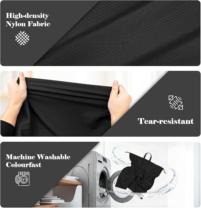 Laundry Bag, Extra Large Travel Laundry Bags with Handles & Drawstring Closure, 24"x 36" Dirty Clothes Storage Bag, Basket Hamper Liner, Organizer Sack for Laundry Room, Camping, Black