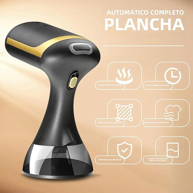 Mini plancha de vapor para Ropa, facil uso y manejo, portatil (BLACK)