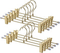 9-Pack Gold Pants Hanger, Adjustable Women's Skirt Hanger, Jeans Hanger Pants Hanger, Heavy Duty Space Saving Shorts Hanger ，uitable for Jeans, Shorts, Underwear, Sports Bras