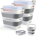 Collapsible Laundry Baskets Foldable Pop Up Laundry Hamper Plastic with Comfort Handles Folding Laundry Basket Space Saving Portable Dirty Clothes Hamper Storage Container/Organizer (Grey, 2 Packs)