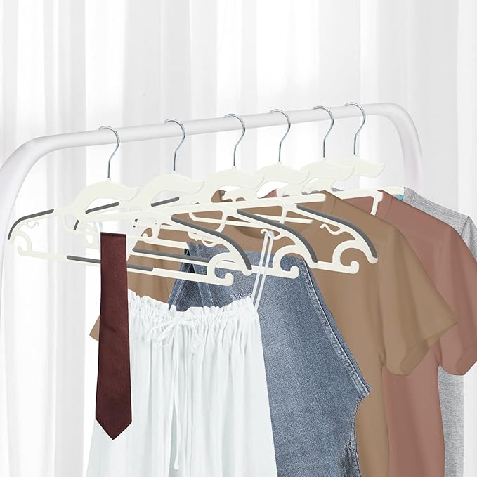Tinfol Plastic Hangers 15Pack, Heavy Duty Dry Wet Clothes Hangers with Non Slip Pad, 16.3inch Space Saving Hanger for Shirts Pants Underwear Sweaters