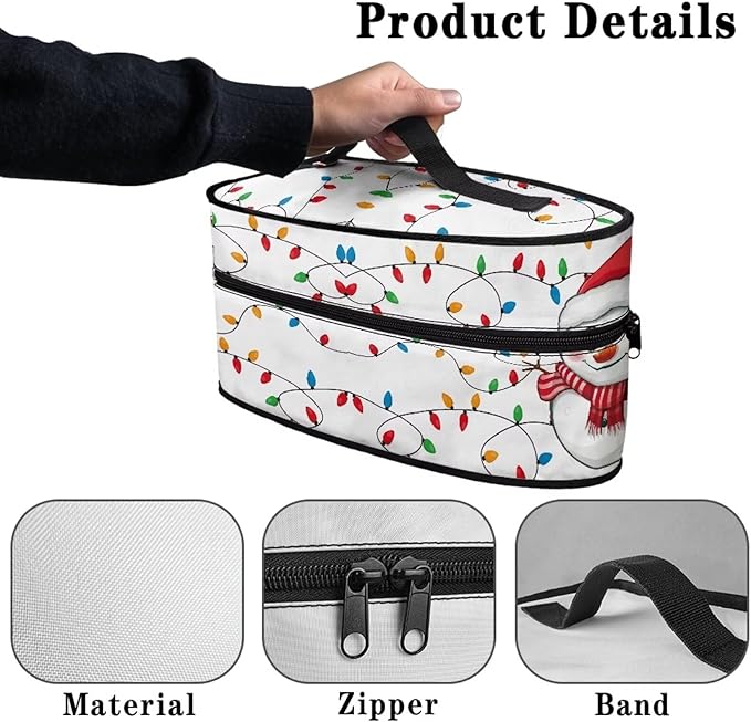 Christmas Snowman Light Clothes Iron Storage Case Universal for Most Iron Decorative Foldable Steam Iron Storage Case with Zipper Handle