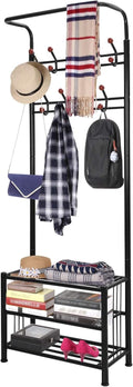 Moclever Coat Rack Shoe Bench, Hall Tree with Storage Shelf for Entryway, Industrial Coat Shoe Racks with Organization, 3-in-1 Design, Easy Assembly