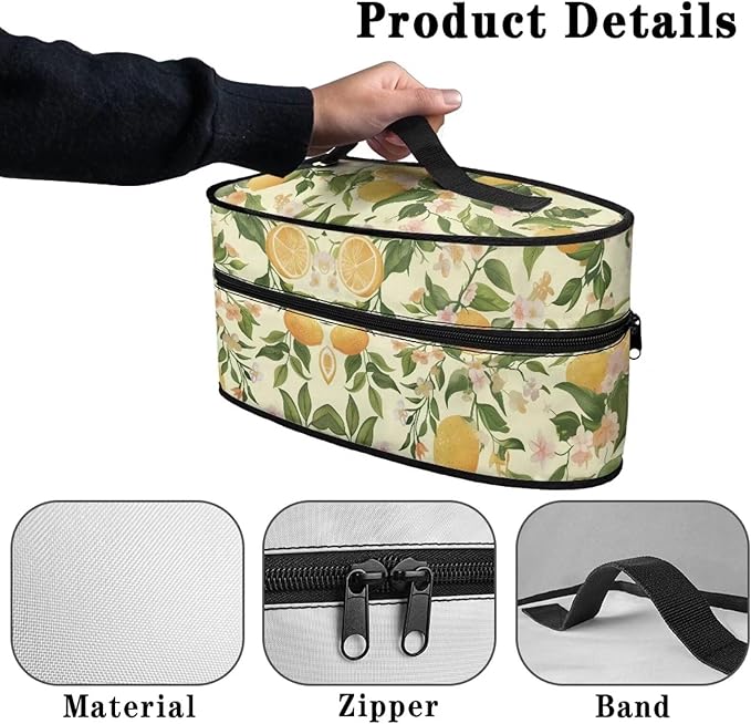 Lemon Leaves Iron Carrying Storage Bag Iron Portable Bags for Travel Universal for Most Iron Iron Protective Cover with Zipper Closure,Dustproof & Easy to Carry