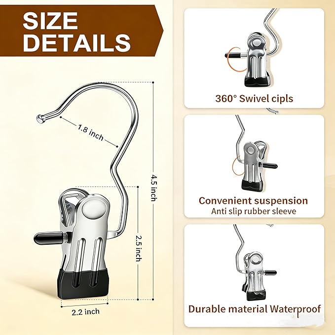 20 Pack Metal Clip Hangers Heavy Duty Single Hanger Clips for Closet Boot Hanger Clips for Wardrobe Travel Scarf Socks Gloves Hats