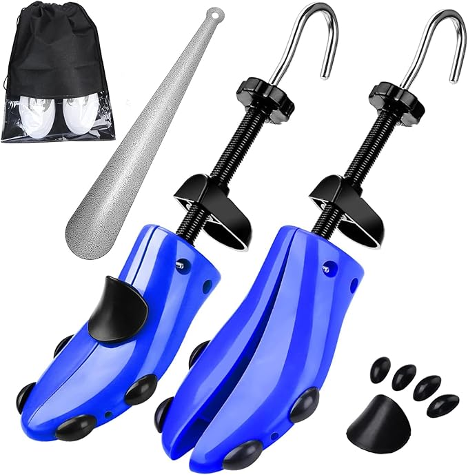 eachway Shoe Stretcher Shoe Trees,Adjustable Length & Width for Men and Women (M(for M's Us6.5-10; Wm's Us10-13.5) Blue)