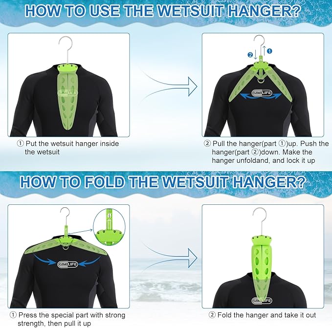 Wetsuit Hanger, Gimilife Surfing & Scuba Diving Accessory, Perfect to Dry Wetsuit Drysuit Life Jacket or BCD, Quick Dry Foldable & Vented Dryer for Wetsuite Dry Suit（1 PCS ）