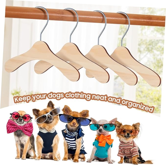 Dog Clothes Hangers- Wooden Pet Clothes Hangers Small Clothing Holder Pets Clothes Organizer for Puppy Clothes Storage