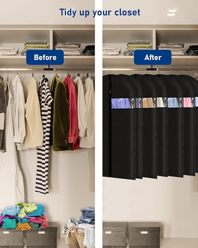 Garment Bags Garment Covers 24 x 43 Inch, 2 Packs PEVA Suit Bags for Hanging Clothes, Suit Covers on Closet or Travel for Suits, T-shirts and Jackets