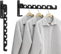Wall Mounted Clothes Drying Rack, Wall Clothes Hanger Hook for Laundry Room Hanger Foldable, Wall Clothes Rack Indoor, Perfect for Small Spaces, Matte Black 2 Packs