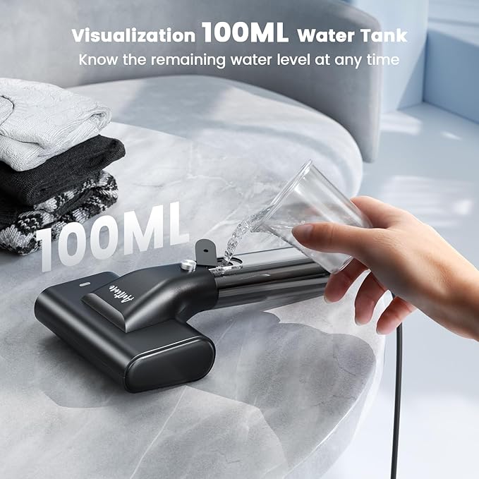 Travel Steamer for Clothes, 1200W Clothes Steamer Handheld, Portable Steamer & Iron 2 in 1, 100ML Large Water Tank, 10s Fast Heat Up, 15mins Steaming Garment Steamer for Travel, Home Use (110-120V)