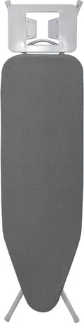 STO STO Ironing Board 45" x 14" with Iron Holder, Adjustable Height 29" to 36", Full Size Foldable Iron Board with Silver Coated Cotton Removable Cover, Sturdy Steel Frame and Legs, Gray