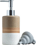 Ceramic Soap Dispenser Set for Hand Soap, Shampoo, Dish Soap, Conditioner, Includes Stainless Steel Pump and Silicone Funnel, 12 Oz, Modern Kitchen Decor