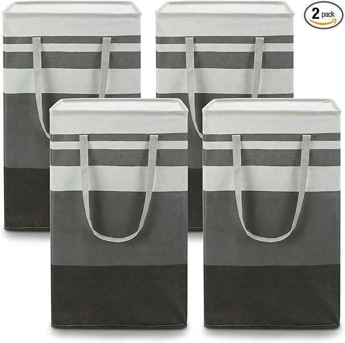 4 Pack Extra Large Laundry Basket, Waterproof & Collapsible Laundry Hamper with Heavy-Duty Handles, Freestanding Hamper for Clothes, Toys, Towels in Home Dorm Bathroom Bedroom-75L, Grey, Local Stock