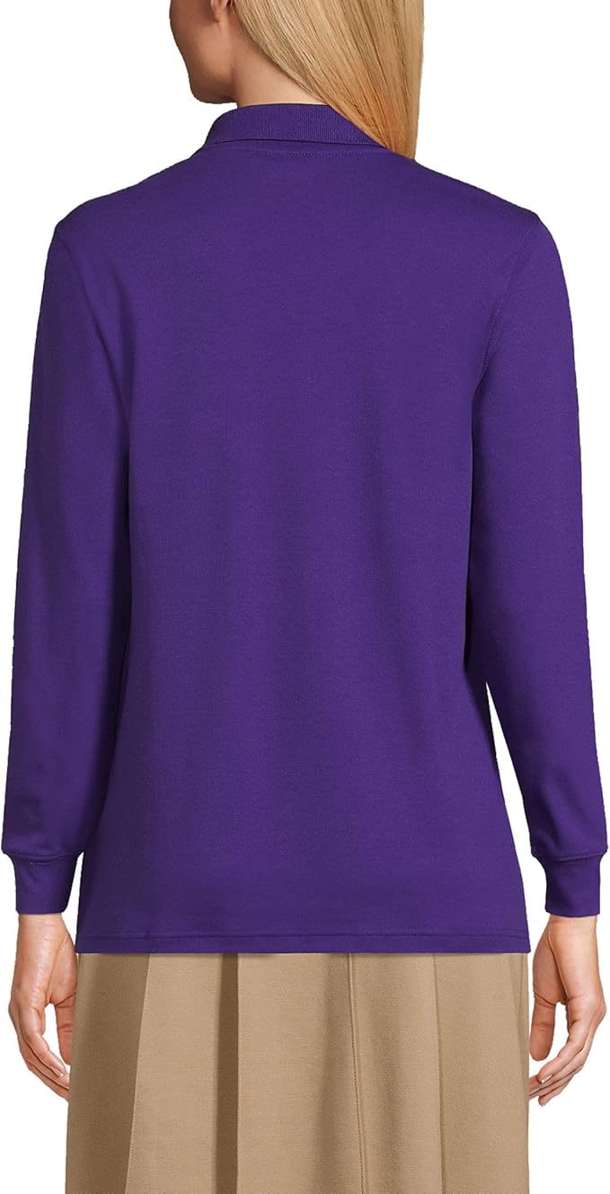 Lands' End School Uniform Kids Long Sleeve Interlock Polo Shirt