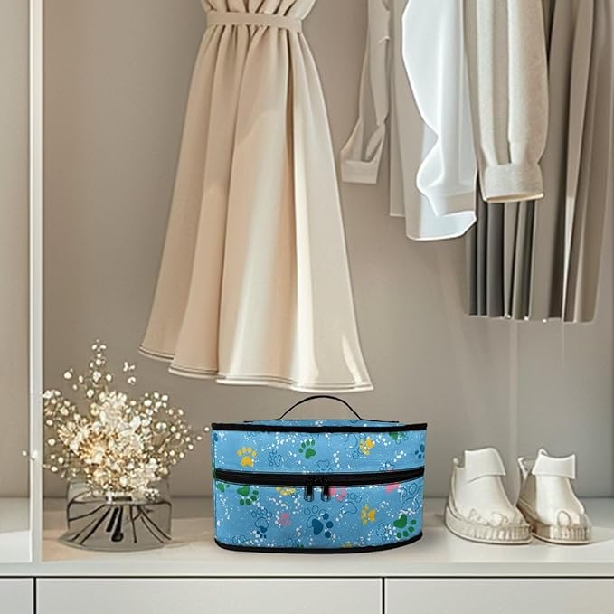 Paw Print Iron Storage Bag with Zipper Handle Lightweight Colorful Clothes Iron Storage Case for Traveling Home Cute Iron Storage Cover