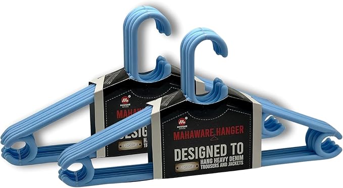 Plastic Hangers for Clothes Hanging - Ideal Cloth Hangers for Clothes in Wardrobe | Almirah Organizer | Cloth Hanger Set of 12 | Mint Granite Blue