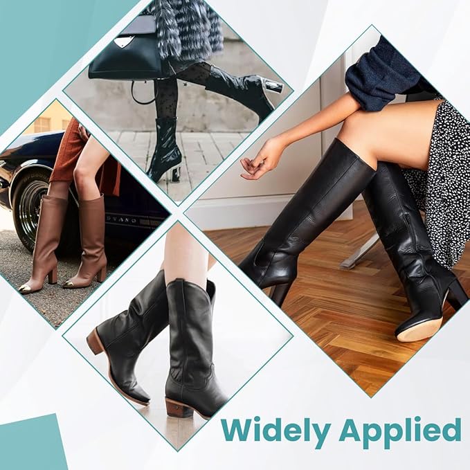 QUUPY 2 Pairs 18 Inch Long Thicken Plastic Shoe Shaper Holder Shoe Trees Stretcher Inserts Tall Boot Automatic Stand Support No Print for Women Over-The-Knee Boots Knee High Shoes (Black)