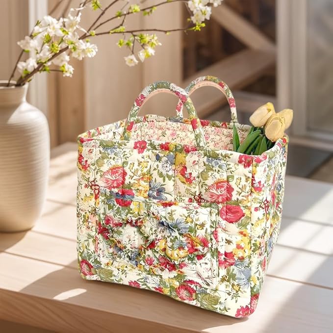 Floral Fabric Storage Basket Car Interior Storage Basket Underwear Sundries Laundry Baskets Supplies Home Organizer Bag (style 9)