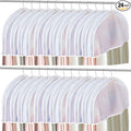 24PCS Garment Covers For Hanging Clothes, Shoulder Covers For Hanging Clothes, Dust Covers For Hanging Clothes, Suit Covers For Closet, Plastic Covers For Clothes, With 2" Gusset, 24''W X 12"H X 2''D
