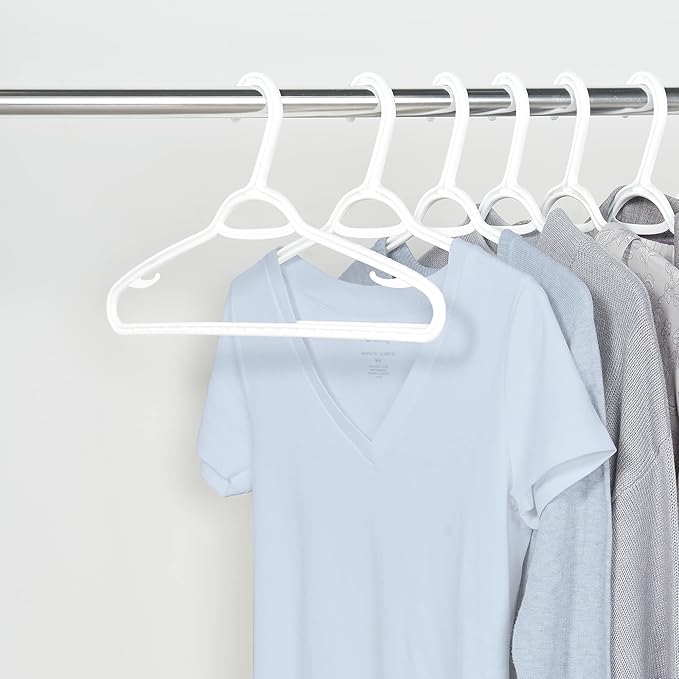Set of 30 Slim Clothes Hanger by Neatfreak! - Space Saving Hangers for Clothes, Pants, Lingerie and Accessories - Robust White Plastic Hangers with Hooks and Pants Bar - 30 Pack