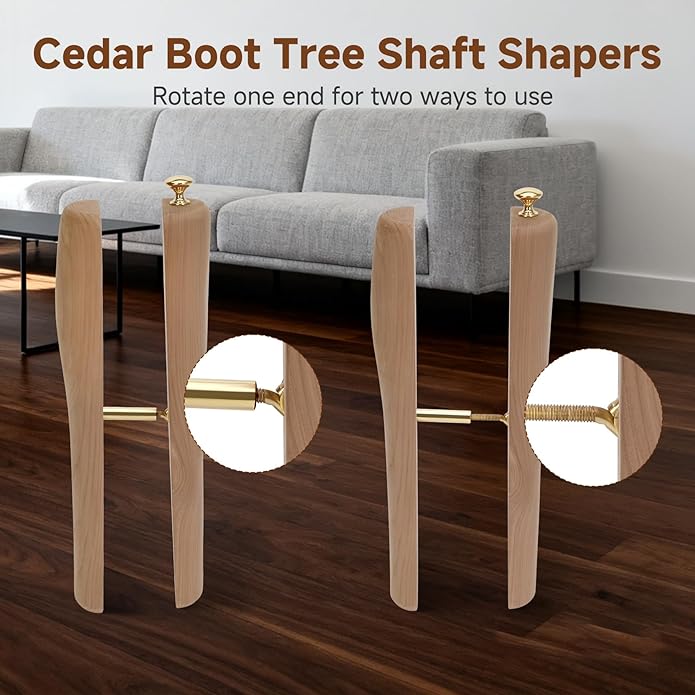 Cedar Boot Tree Shaft Shaper, 14 Inch Wooden Inserts for Men & Women’s Boots, Tall Boot Inserts Shape Holders