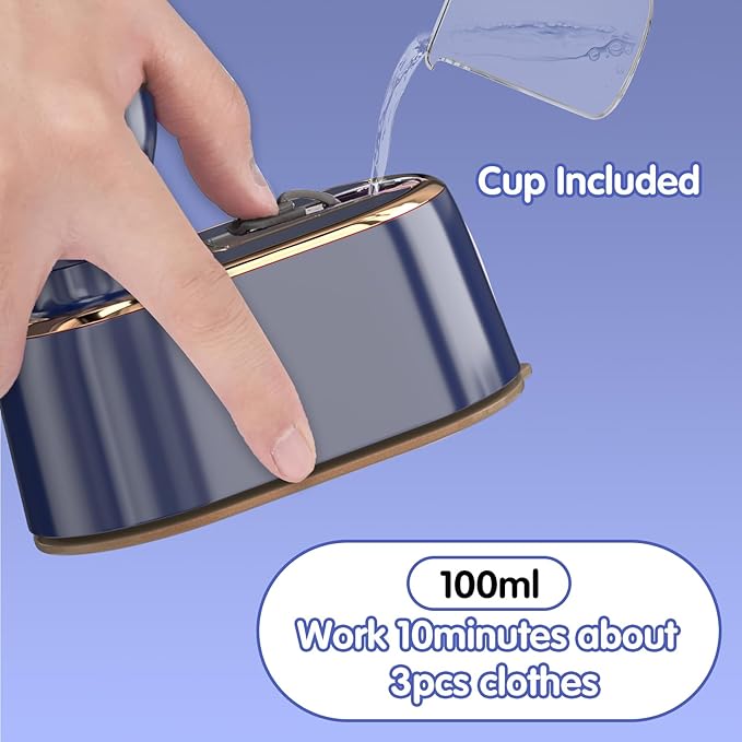 Travel Steamer Iron for Clothes Mini - Portable Ironing Machine Travel Small Size Portable Steamer Travel College Dorm Home Essentials (Blue)