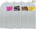 Garment Bags for Hanging Clothes Cover, Clear Window Suit Bags with Foldable Design for Closet Storage and Travel - 24" X 43"/ 4 Pack