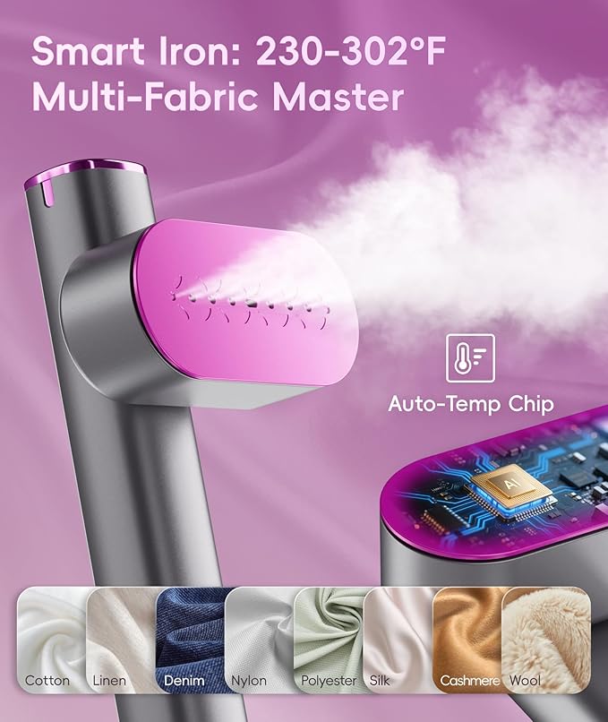 Steamer for Clothes, 1000W Portable Garment Steamer Travel Size, 100-240V Dual Voltage, 120ml Tank Handheld Steam & Iron 2 in 1, for Home, Business, Global & Europe Traveling, Space Grey