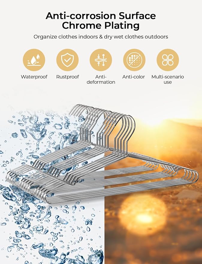 StorageWorks 4mm Super Thick Metal Wire Hangers, Heavy Duty Stainless Steel Clothes Hangers for Coats, Shirts Jackets, Pants, Suits, Space Saving Silver Hangers for Closet, 30 Pack