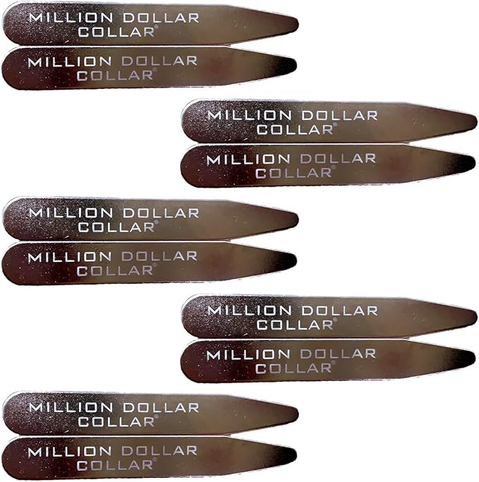 Million Dollar Collar Metal Collar Stays for Men with Felt Carrying Cases Stays Metal